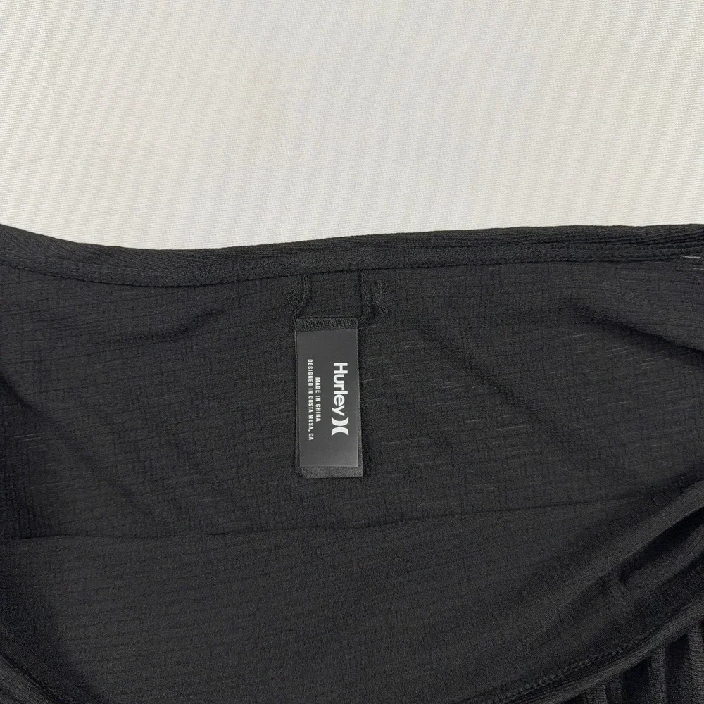 Hurley Solid Mini Skirt Coverup Black Ruffle Beach Swimwear Women Size S NWT‎